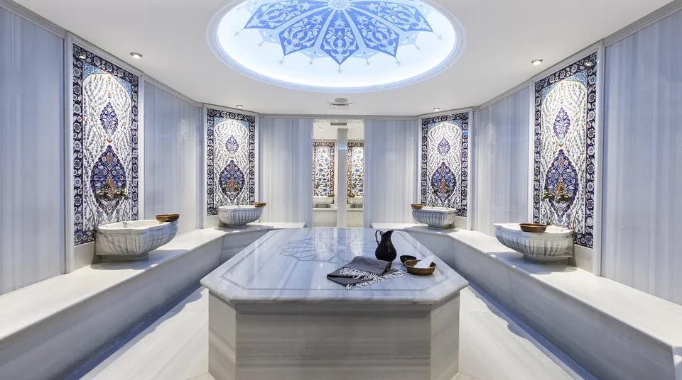 Elegant Turkish spa reception area
